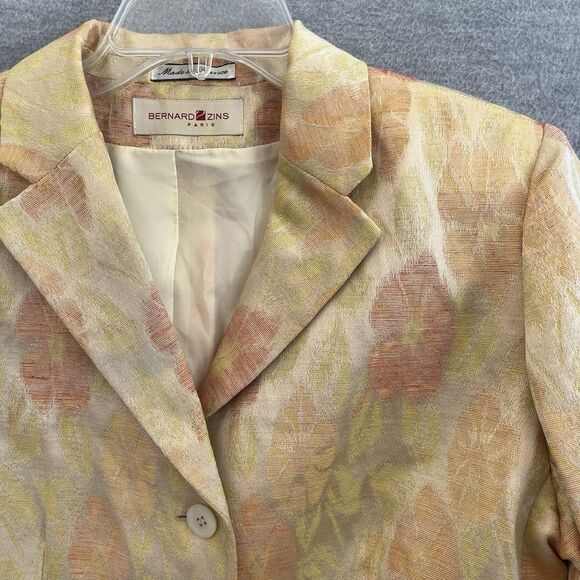 Bernard Zins Floral Linen Silk Jacket Size 10 Old Money Blazer Made in France - Picture 6 of 15